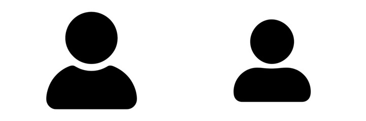 Two simple abstract figures representing individuals, one large and one small, set against a clean white background