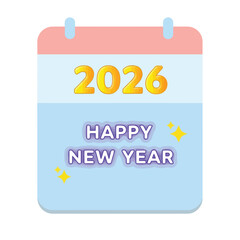 Vector illustration of happy new year 2026 calendar icon