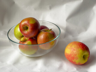 Apples in a glass bowl