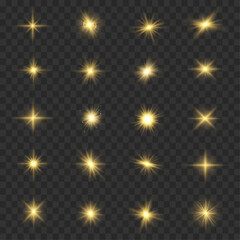 Multiple glowing stars pulse with radiant energy on a transparent background. Each point of light adds brilliance and balance to the layout. Perfect for celestial or spiritual designs.