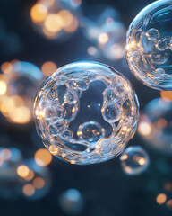 Futuristic Glass and Water Molecular Designs: A Conceptual Exploration of Advanced Skincare and Cosmetic Innovation, Blending Organic Patterns, Bioluminescence, and Minimalist 3D Aesthetics