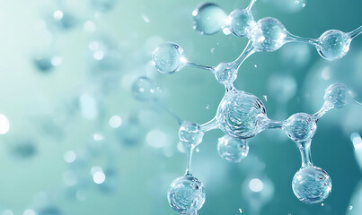 Futuristic Glass and Water Molecular Designs: A Conceptual Exploration of Advanced Skincare and Cosmetic Innovation, Blending Organic Patterns, Bioluminescence, and Minimalist 3D Aesthetics
