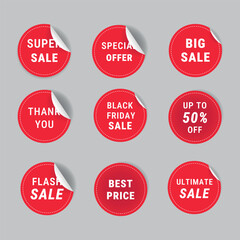 Big Sale, Black Friday, Flash Sale – Red Circle Badge Icons