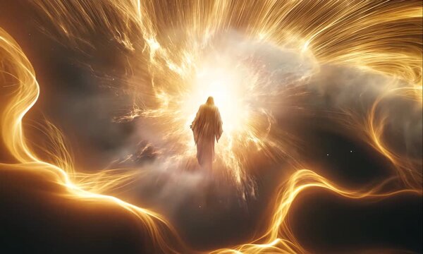 Jesus Christ Appears from the Cloud in Heavenly Light. Symbolizes His Second Coming, Hope, Redemption, and Judgment of the World
