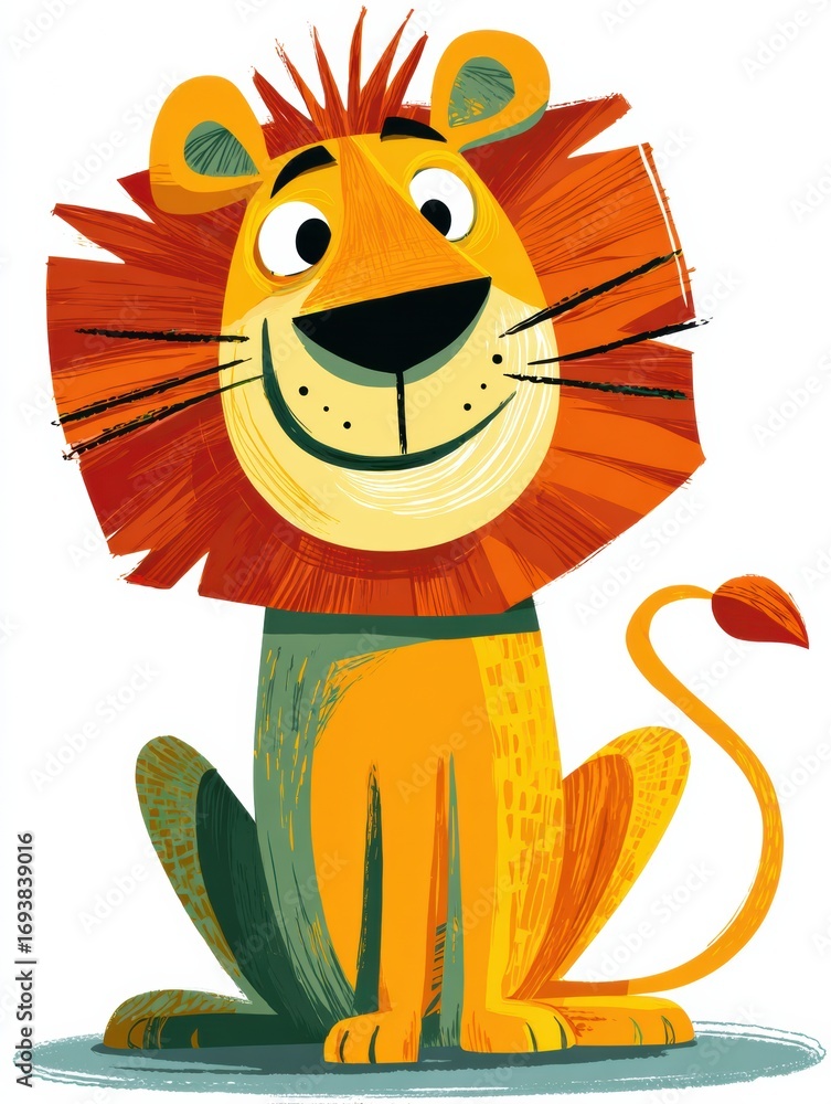 Aufkleber bright and cheerful cartoon lion character with a friendly expression in a playful setting