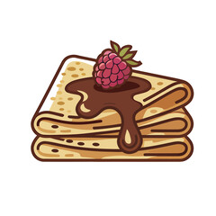 Crepes color flat icon vector on White Background Vector Art Illustration .