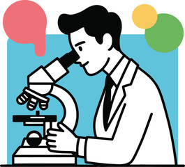Scientist carefully examining sample through microscope in modern laboratory setting