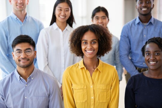Diverse Group of Professionals Smiling at Camera