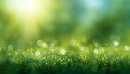 Obraz premium Green Grass and Sunlight Bokeh Background.