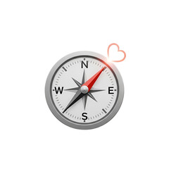 Compass pointing North with heart symbol, representing love, direction, and guidance on a journey
