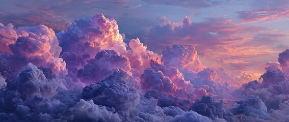 Vast clouds in hues of purple and pink at sunset