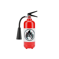 Obraz premium Modern fire extinguisher with AI logo: Protecting against digital risks and technological dangers