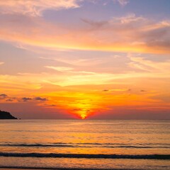 Naklejka premium Blurred sunset over a beach