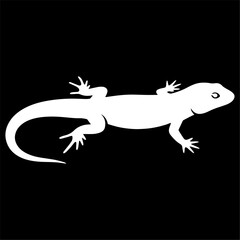 Minimal black silhouette of a lizard, flat vector style.
