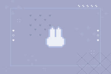 ドット絵のうさぎとハートのかわいい配信画面　背景装飾イラスト　ピクセル © わたほこり