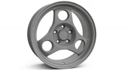 Fototapeta premium Sleek modern alloy wheel with unique three-spoke design for performance vehicles