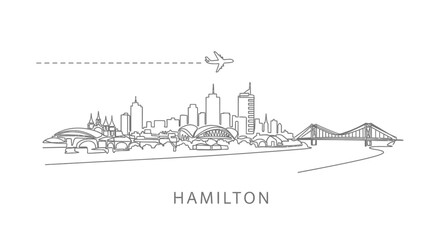 Obraz premium Hamilton Skyline with Canada, Cityscape, and Minimalist.