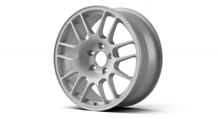 Obraz premium Sleek modern alloy car wheel with intricate spoke design, perfect for automotive upgrades and performance