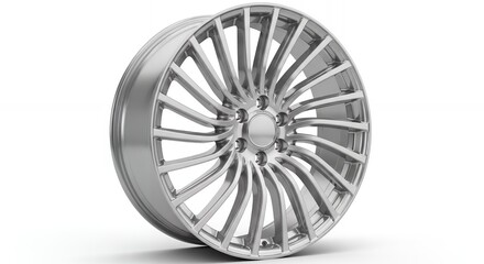Sleek modern alloy wheel showcases dynamic design and polished finish for automotive upgrades