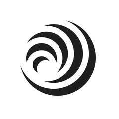 Black and white streamline abstract curved shapes in motion 