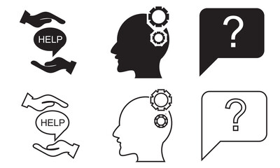 Help and support icon.Simple icons including helping hands, speech bubbles, and people holding hands symbolizing teamwork, dialogue, and mutual support. communication, teamwork and support icon.

