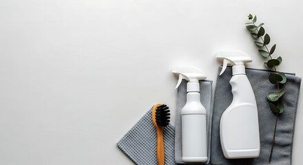 Cleanliness essentials arranged neatly.