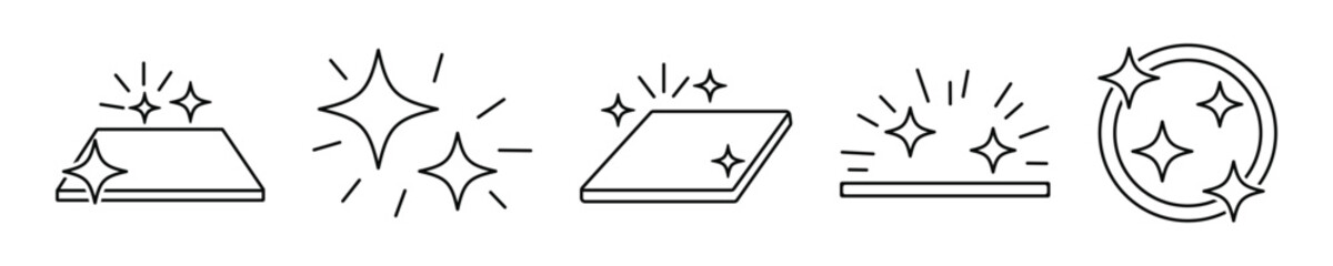 Shining Star Sparkle Clean Effect Outline Icon Vector Set 