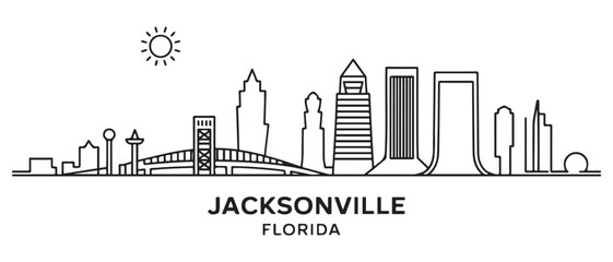 Jacksonville Line Art skyline horizontal banner. Jacksonville, Florida. Vector template for your design. with white background © Nargis