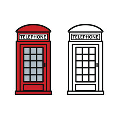 red telephone box on White Background