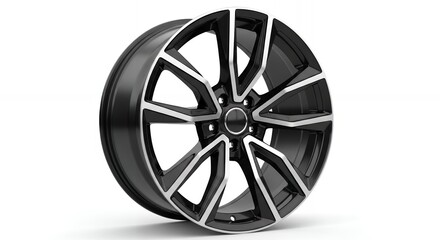Obraz premium Modern black and silver alloy wheel rim design for luxury car styling and customization
