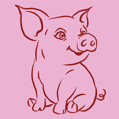 Fototapeta premium cartoon of piglet vector for illustration card decoration