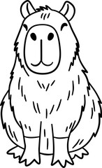 Cute Capybara Outline Cartoon