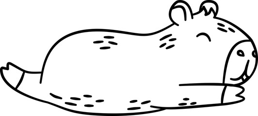 Cute Capybara Outline Cartoon