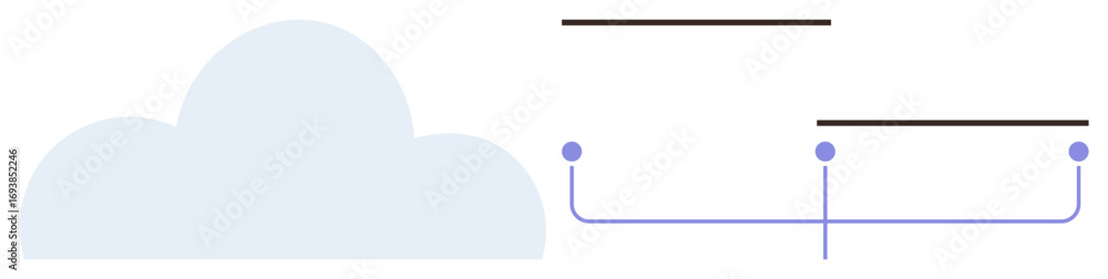 Poster cloud connected to two data nodes with horizontal lines and links indicating information flow. ideal