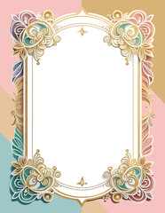 Pastel Floral Frame with Gold Accents – Elegant Decorative Border for Invitations and Greeting Cards
