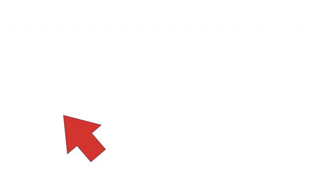 Red cursor arrow clicking 2D cartoon object animation. Mouse pointer performing click action. User interaction. Web interface selection animated flat colorful item 4K video isolated on white