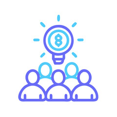 Innovative teamwork: people with bright idea represented by lightbulb illustration on black background