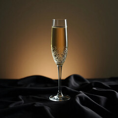 Luxury Champagne Glass on Black Velvet Background