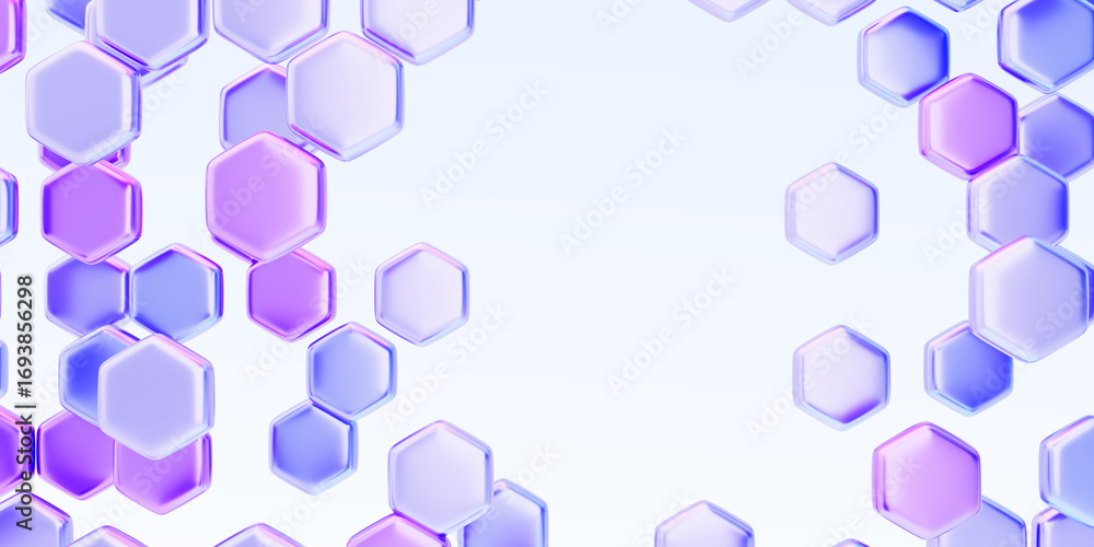 Poster abstract hexagon pattern 3d background. futuristic sci fi honeycomb design. glass holographic polygo