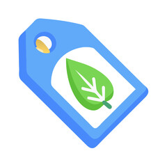 Eco-Friendly Product Tag Featuring a Green Leaf Illustrating Environmental Consciousness and Sustainability