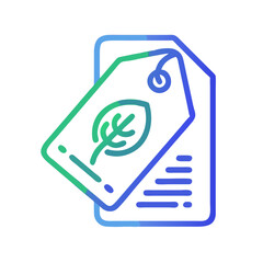 Eco-Friendly Tag and Document Icon with Vibrant Green to Blue Gradient