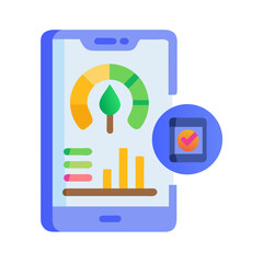 Mobile app displays plant growth progress with charts and status indicator