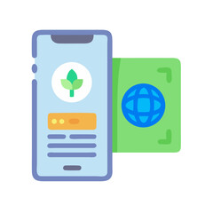 Phone and green card concept depicting sustainable digital solutions for a global ecosystem