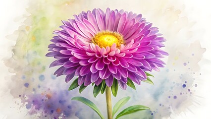Obraz premium Watercolor aster flower isolated on white background, artistic illustration