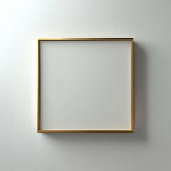 Sleek square frame with thin brushed gold border on pale gray wall, deep black matte interior, cinematic lighting for luxury decor