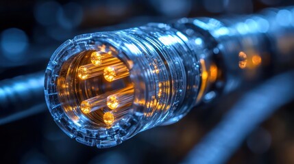 Obraz premium Close-up of illuminated connection, technical equipment