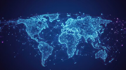 Global network map, futuristic world connection, abstract background, stock photo