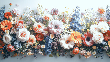 Design material, colorful flower arrangement background material