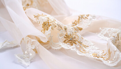 Design material, background material featuring gold poetry book on lace