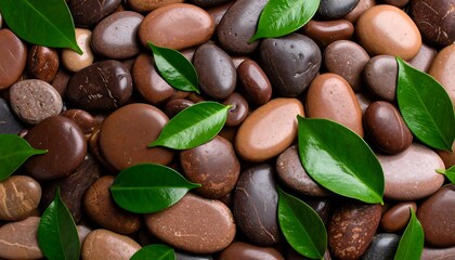 Obraz premium Smooth stones and vibrant leaves